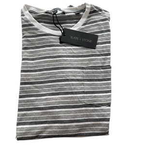 Slate & Stone Men’s grey mix striped pocket t shirt NWT